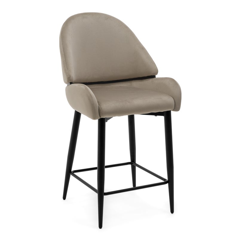 Hoker tapicerowany welurowy do salonu jadalni barowy BERGAMO ciemnobeżowy