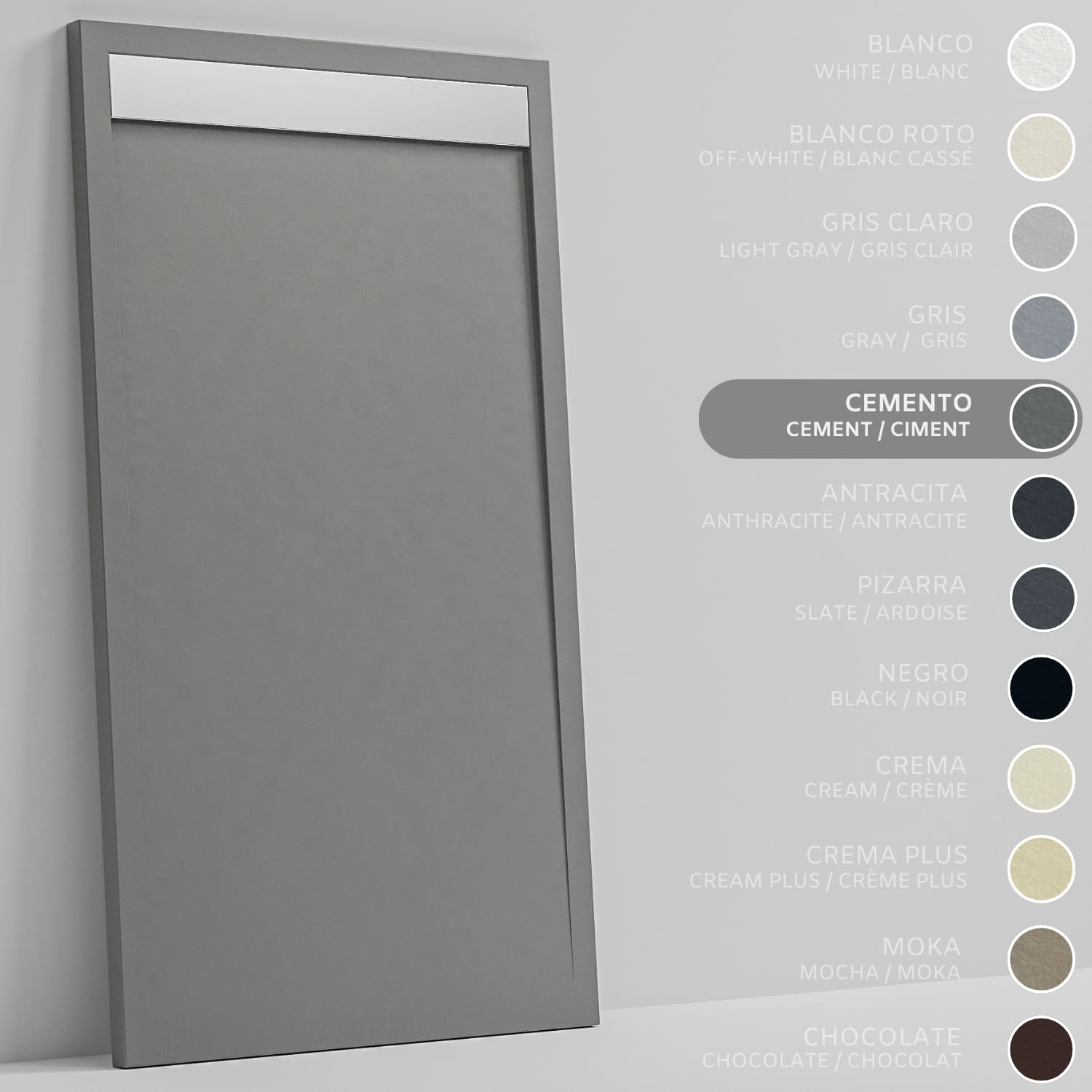 SOULHOME Brodzik prysznicowy– Żywica– Gel Coat– Gładka/Kamienna tekstura – Antypoślizgowy – cementowoszary- 120X70- Niski 3cm– Ruszt INOX