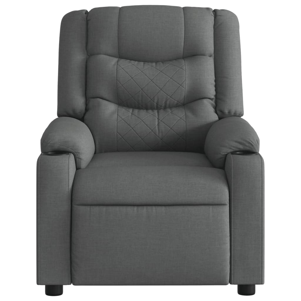 Fauteuil de Salon，Chaise，Fauteuil inclinable de massage gris foncé tissu - 7