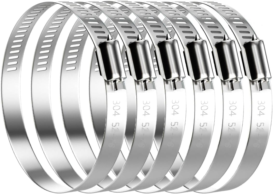 6 sztuk regulowanych zacisków węży 52-76 mm, zaciski węży ze stali nierdzewnej do instalacji hydraulicznych, basenowych i samochodowych