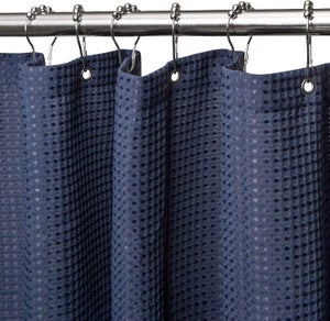 Barossa Design Tenda da doccia extra lunga, trasparente, nera, con 3