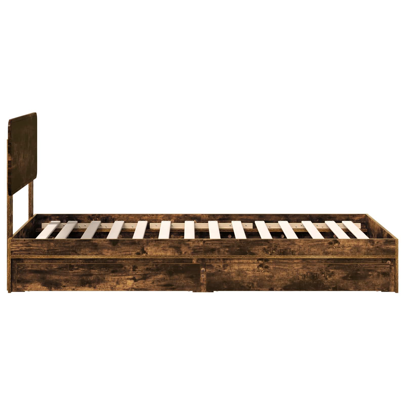 Lit de rangement chêne fumé 90 x 190 cm panneau de bois - 9