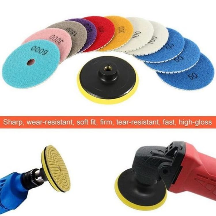 Set de 12 disques de polissage diamantés résistants à la chaleur pour granit, marbre et céramique. - 3