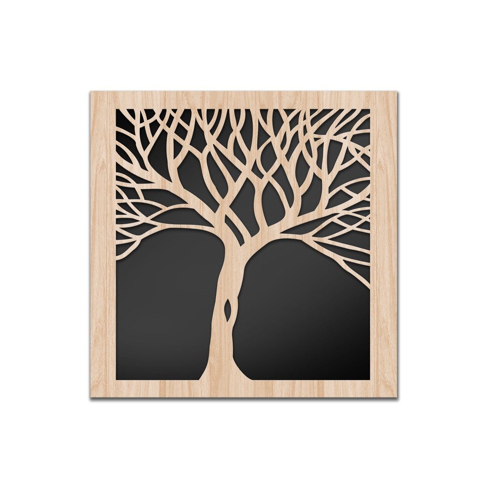 TREE - Obrazek z drewna kompozytowego i PVC wycinany laserowo, 60x60 cm
