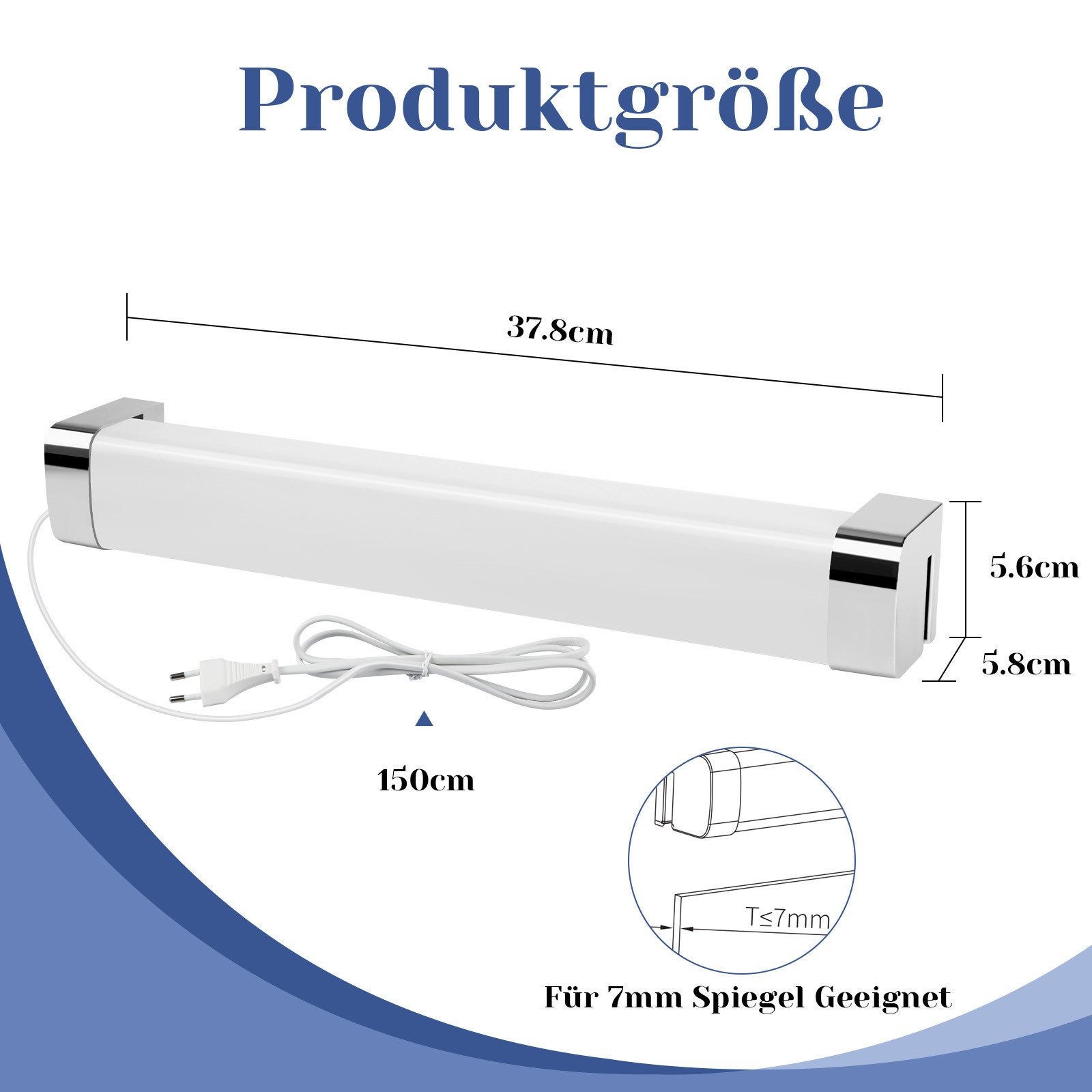 NETTLIFE applique miroir LED avec prise 10W blanc neutre 4000K chrome - 4