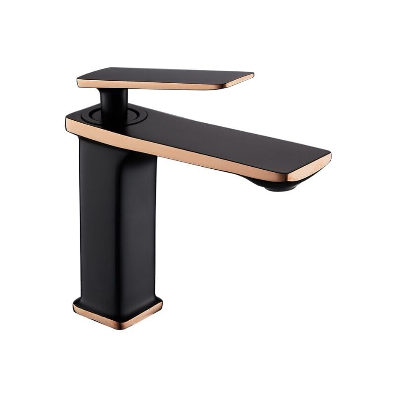 Całkowicie miedziany kran umywalkowy, do wody ciepłej i zimnej, odpowiedni do toalet i umywalek łazienkowych, czarny.