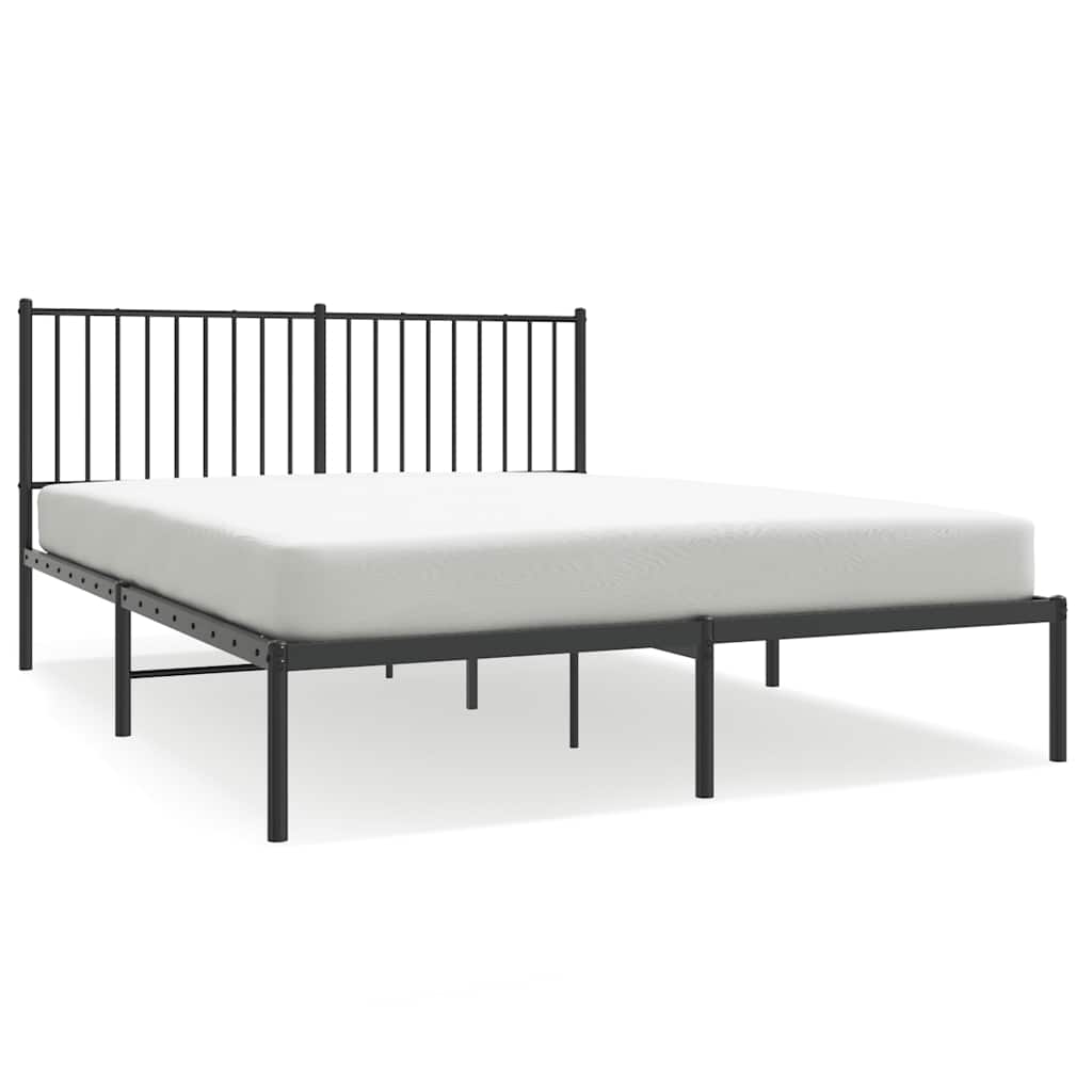 Łóżko Metalowe Czarne Rama Łóżka Ze Stelażem Do Sypialni Pokoju 150x200 cm