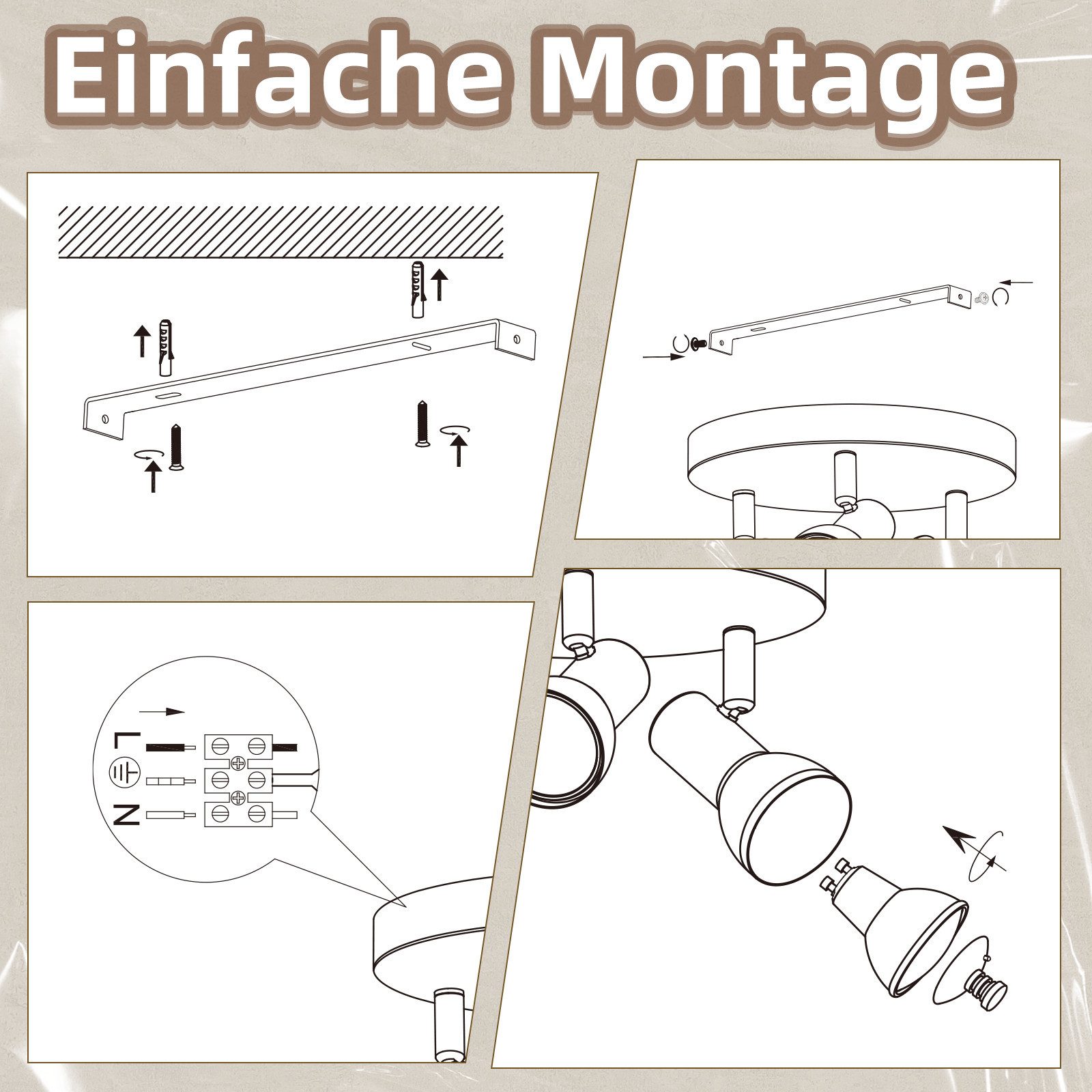 Spot de plafond NETTLIFE 3 flammes, rond, éclairage d'intérieur, blanc, métal, culot GU10 - 8
