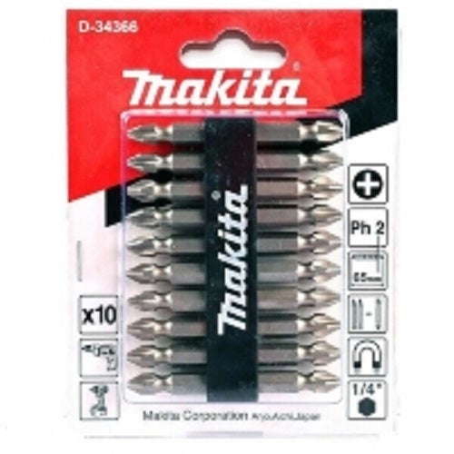 MAKITA SET modèle D-34366 10 PIECES Embouts Aimantés PH2 x 65mm double Blister