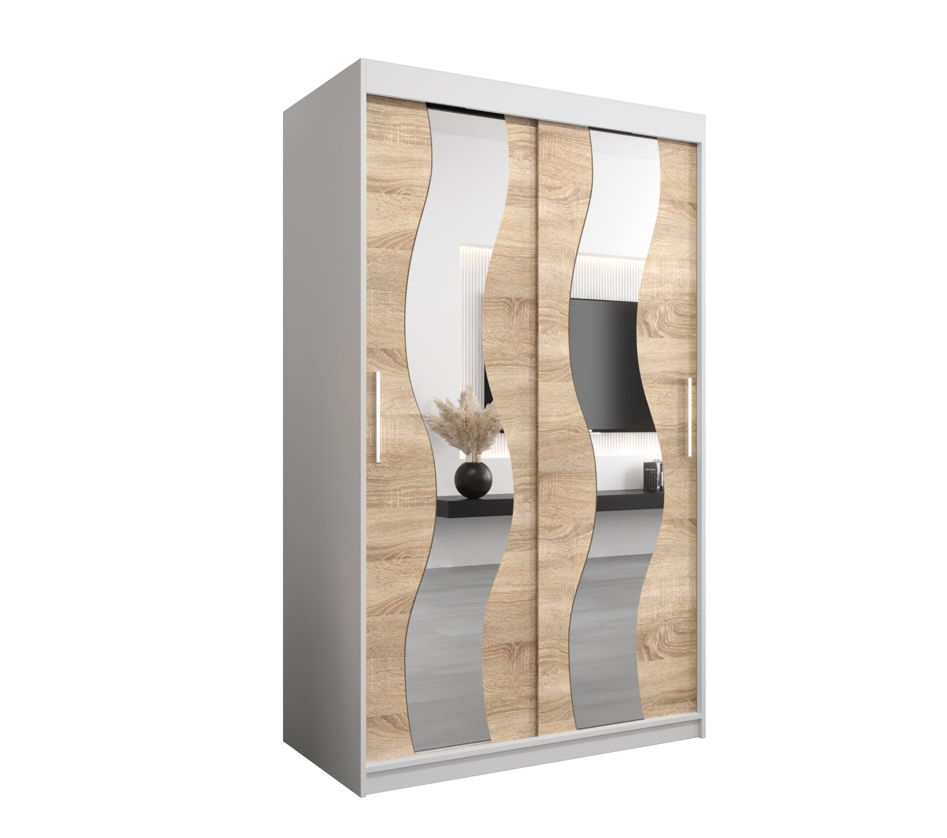Szafa przesuwna garderoba SEWILLA 120 x 62 x 200 cm Biały + Sonoma - Abiks Meble