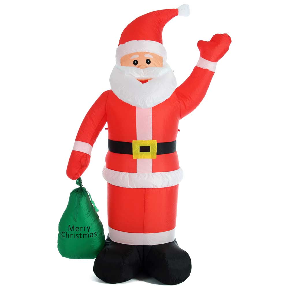 Babbo natale gonfiabile 1.8m con albero pinguino e luci led Babbo natale gonfiabile 1.8m con albero pinguino e luci led