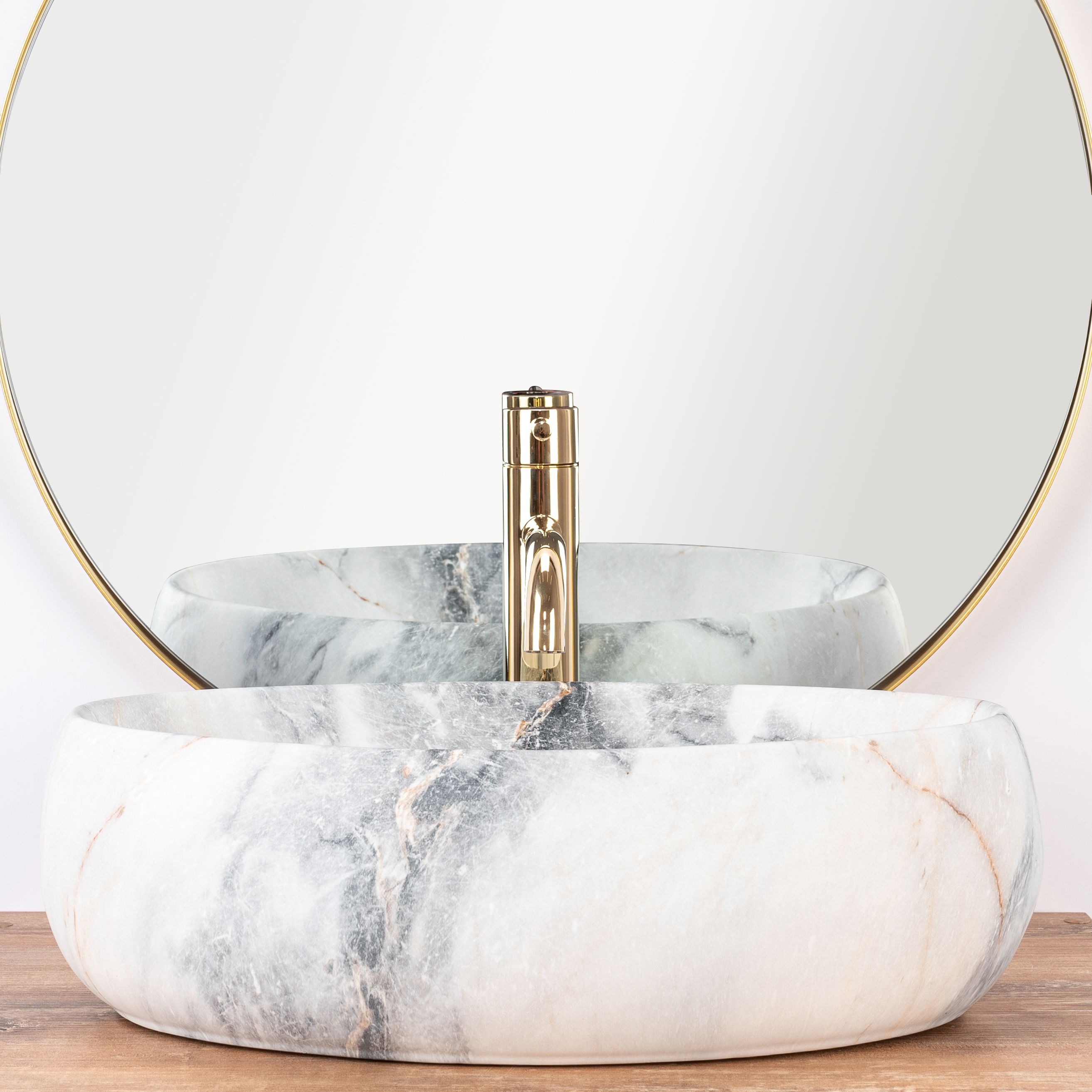 LAVABO DA APPOGGIO REA LINDA GRANIT WHITE 48,5X34X14,5CM - 3
