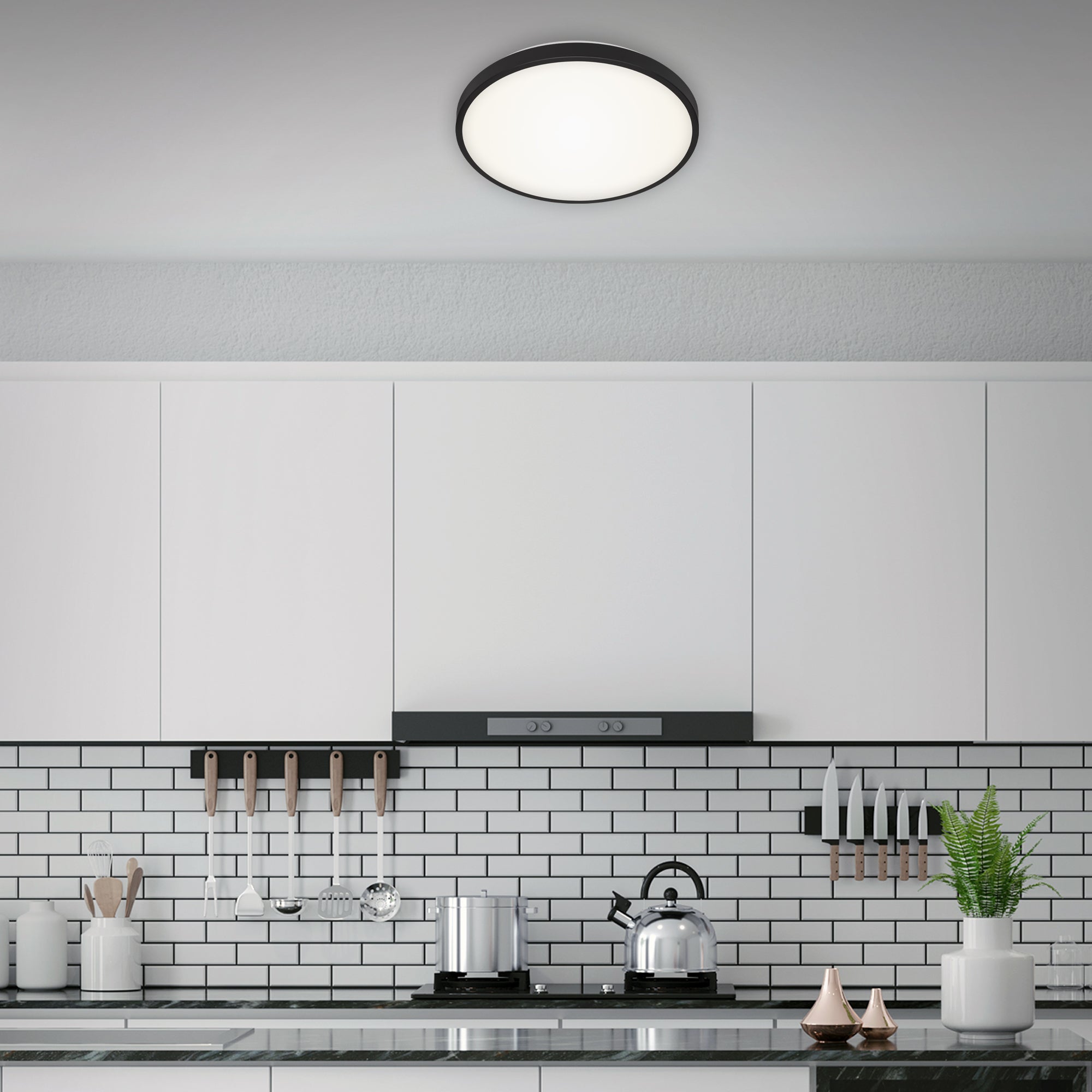 Plafonnier LED BRILONER LEUCHTEN MANNY, 24 W, 2200 lm, IP20, noir-blanc, plastique-métal, Ø 38,5 cm - 5