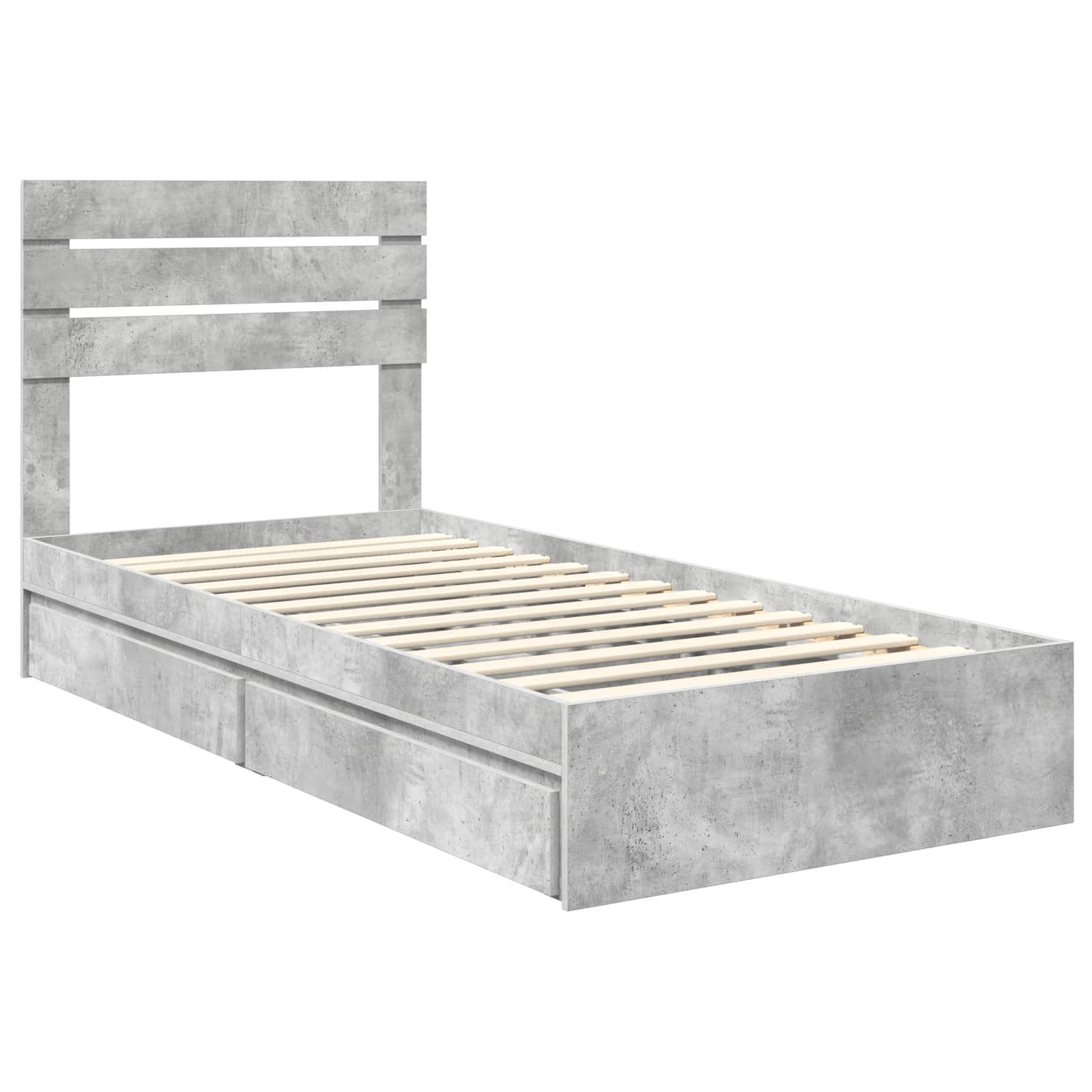 Lit de rangement Gris béton 90 x 190 cm panneau de bois - 4