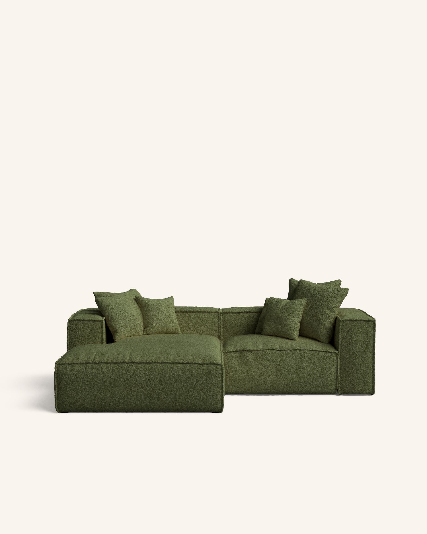 Enfia sofá chaise longue izquierdo verde bouclé 264 x 190 cm hannun