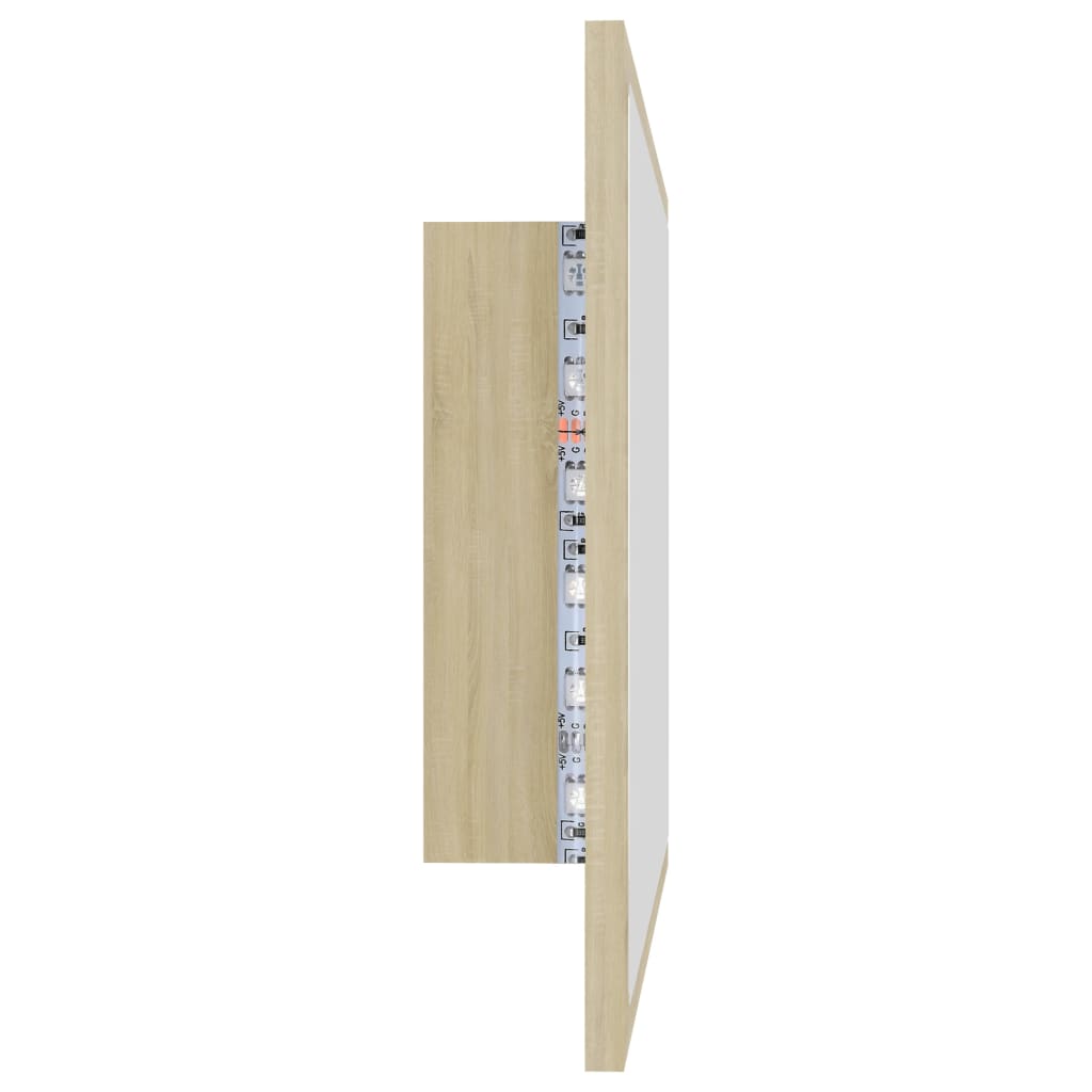 Miroir LED de salle de bain Chêne sonoma 60x8,5x37 cm Aggloméré vidaXL - 5