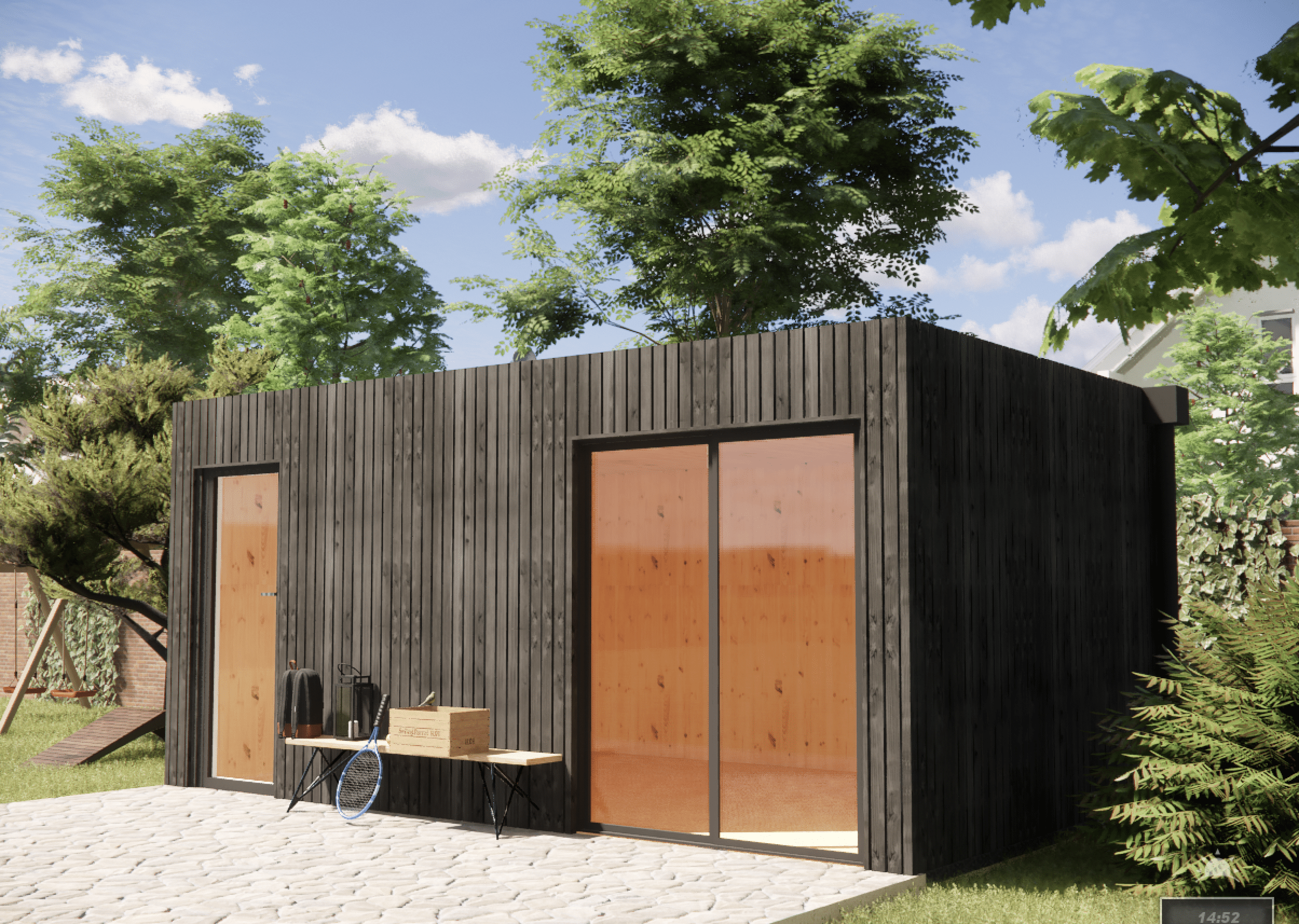 Annexe de jardin à louer en bois 5,5 x 3,5 x 2,7 m / menuiseries alu k-line - 6
