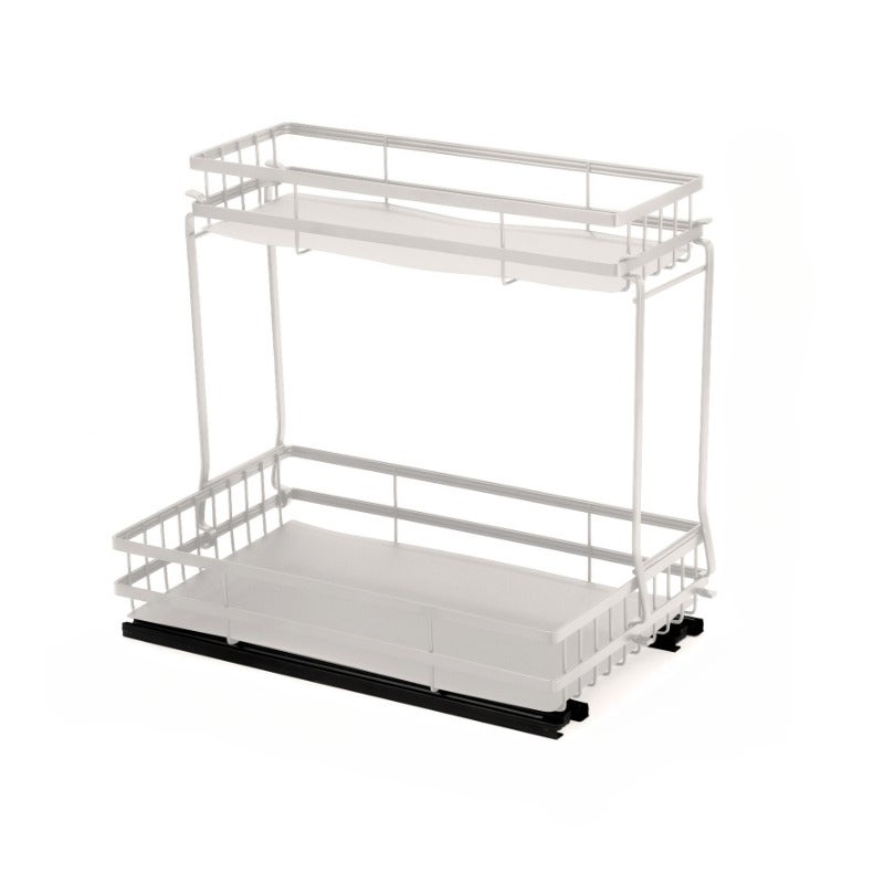Półka pod zlewem z przesuwanymi koszami, wielopoziomowy organizer do kuchni i łazienki, biały