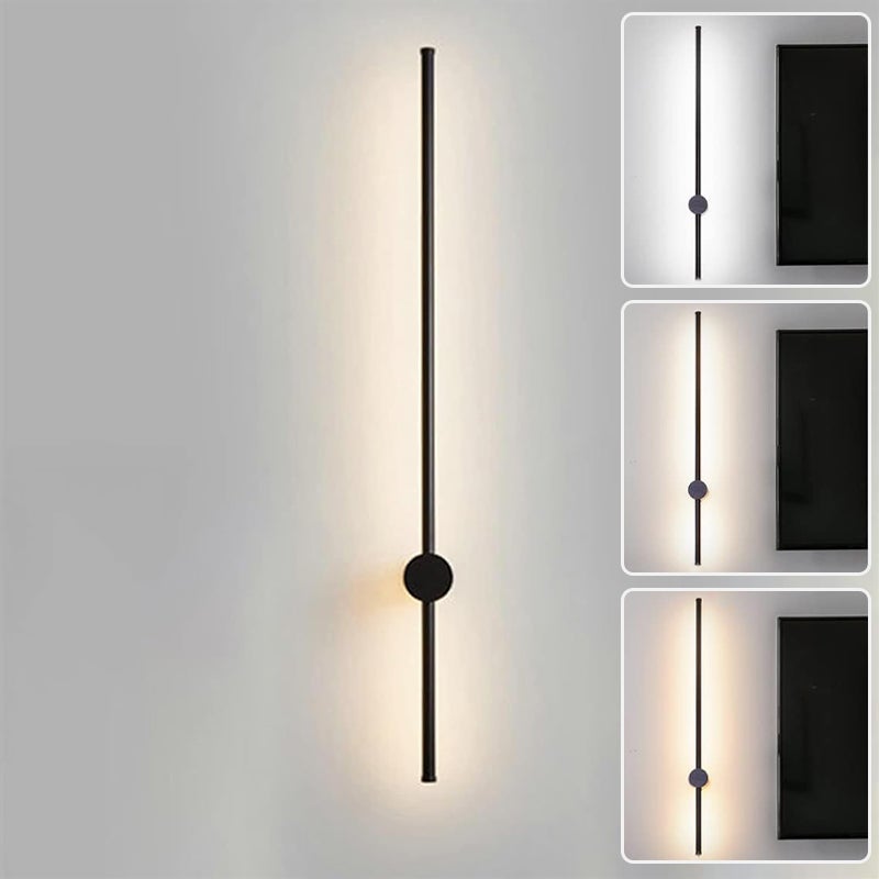Lampa ścienna LED 60 cm, obrotowa lampka nocna 350°, dekoracyjne oświetlenie wewnętrzne, 3 regulowane temperatury barwowe, czarna