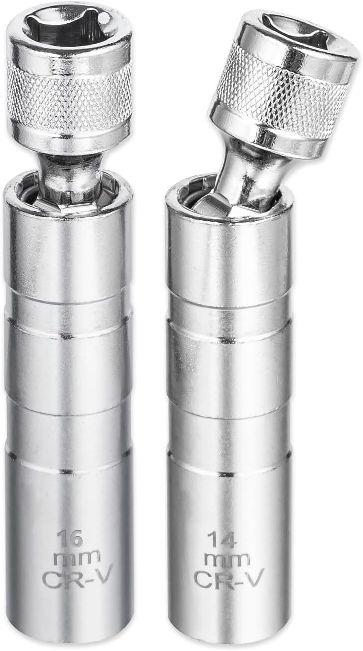 Klucz magnetyczny do świec zapłonowych 14 mm i 16 mm, 2 sztuki, uniwersalny klucz 12-kątny do świec zapłonowych 3/8 cala, narzędzie do demontażu