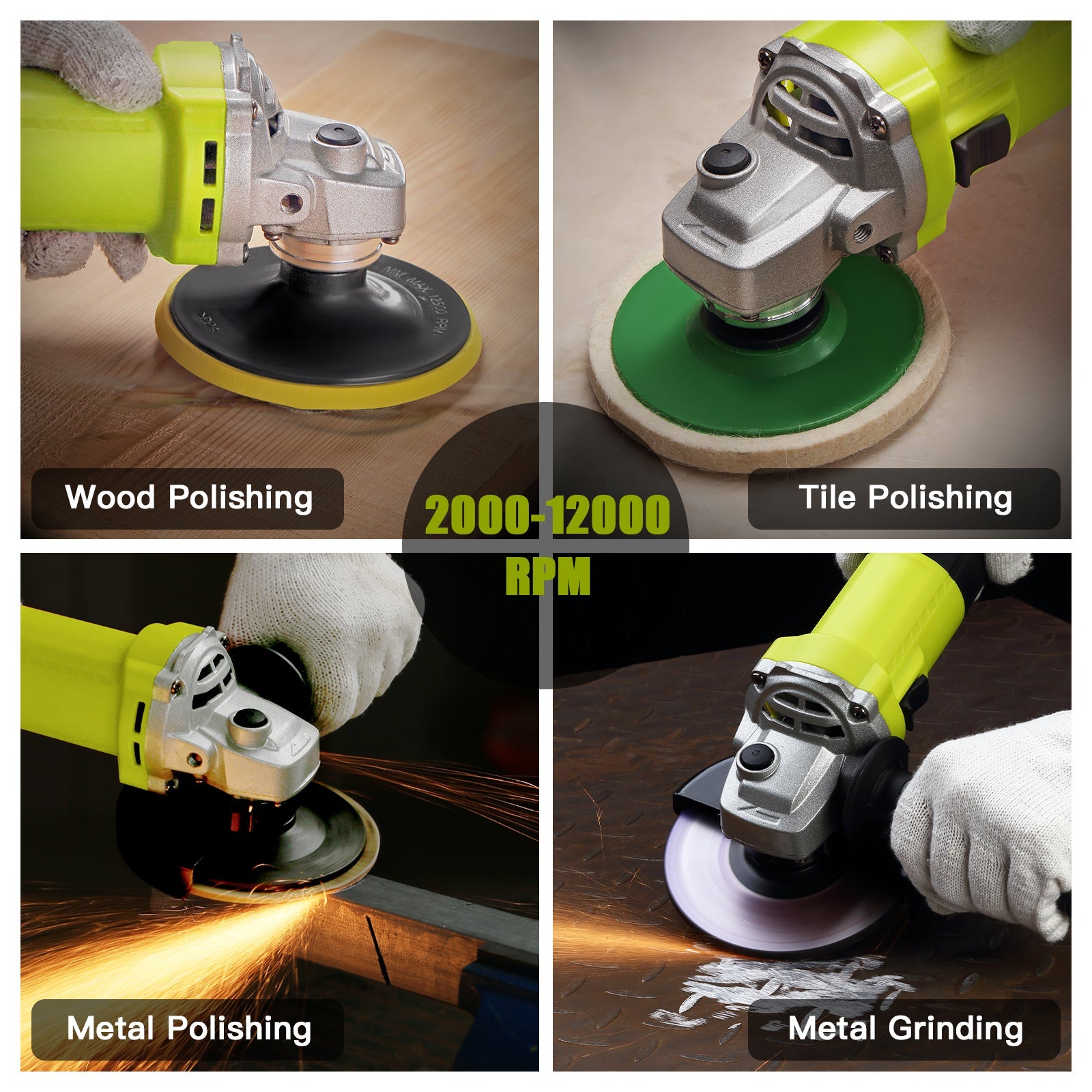 DEWINNER Meuleuse D'angle 125mm 1000W 2000-12000 trs/min Avec 20 Accessoires, Meuleuses D'angle Avec Sac à Main en Toile, Disqueuse 125 mm - 6