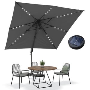 Parasol Déporté Rectangulaire Inclinable 3x4 M Taupe - Rotatif 360°, Toile Polyester 180 G/m², Avec Housse