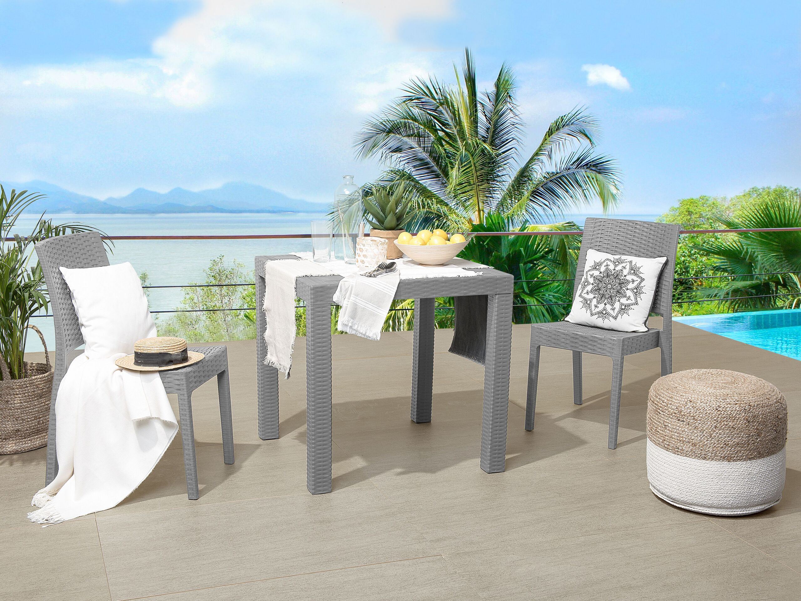 Table de salle à manger de jardin FOSSANO 80 cm 80 cm Gris clair - 4