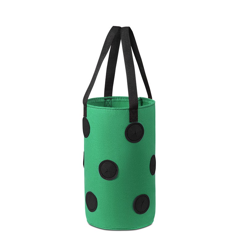 Wiszący worek do uprawy truskawek, wiszący kosz na rośliny z 12 otworami, worek do uprawy roślin (zielone czarne kropki)