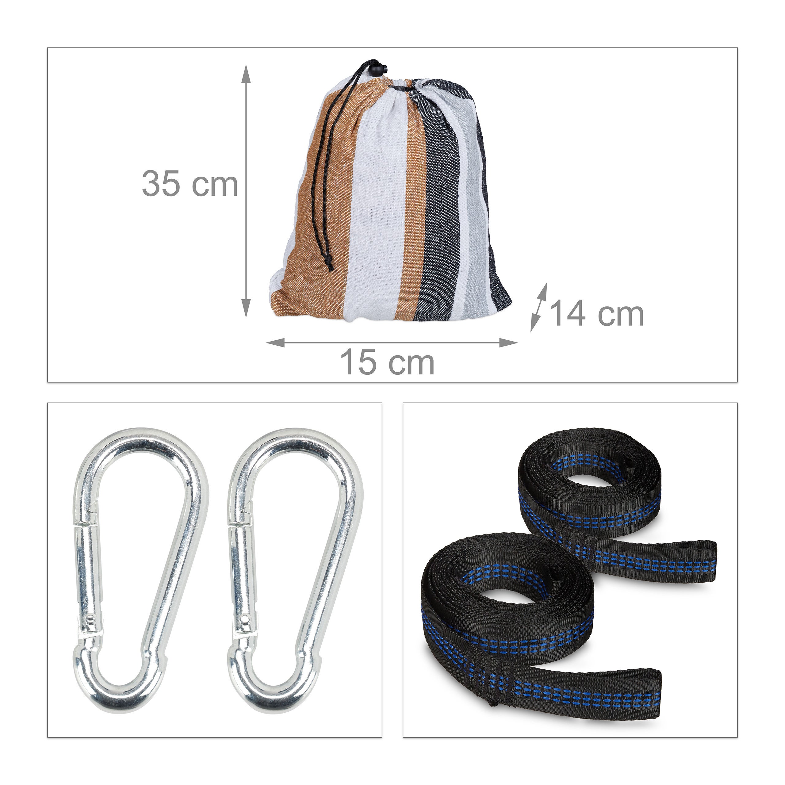 Hamac 300kg, 2 Personnes, Jardin Extérieur, Suspendu, Coton, Transportable, 150 x 272 cm, multicolore, Relaxdays - 5