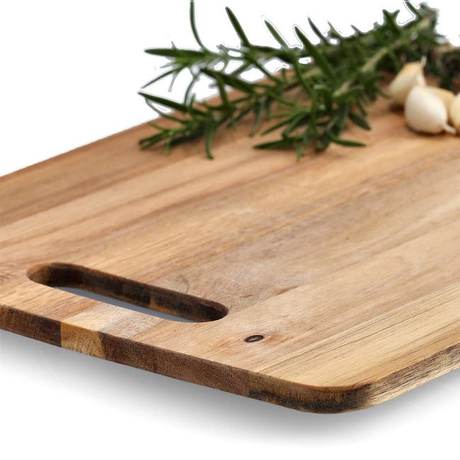 Planche à Découper En Bois D'acacia FSC - Dimensions 28x19x1,5 Cm - Avec Trou De Suspension - Huilée Naturellement