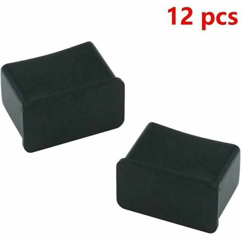 Lot de 12 Embouts de Protection Rectangulaires en Feutre de Caoutchouc pour Pieds de Table ou de Chaise - Noir, 15 x 30 mm. - 2