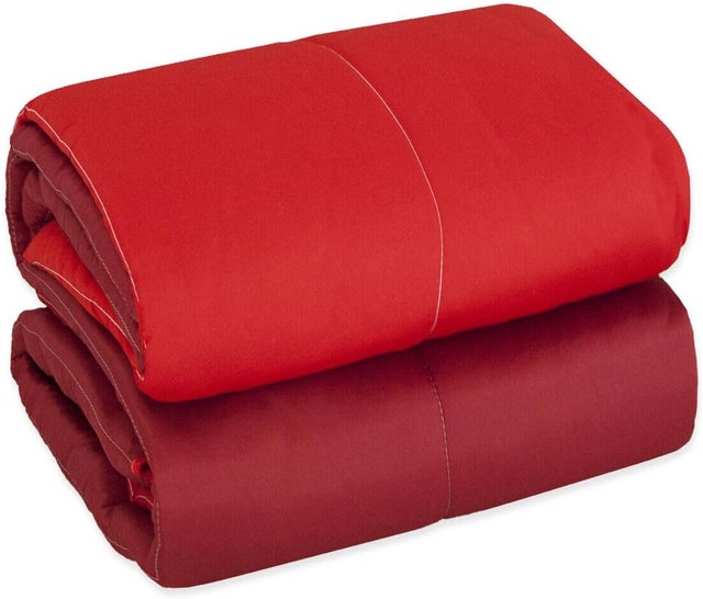 Édredon Couette de Lit Hiver Double Face 250 gr Couverture Chaud Lit Double 2 Places Bordeaux