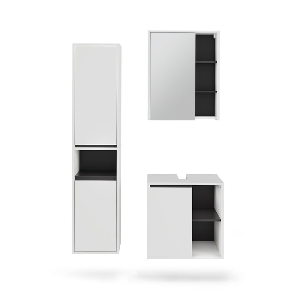 Vicco Zestaw mebli łazienkowych Viola, Biały/szary, 3 części