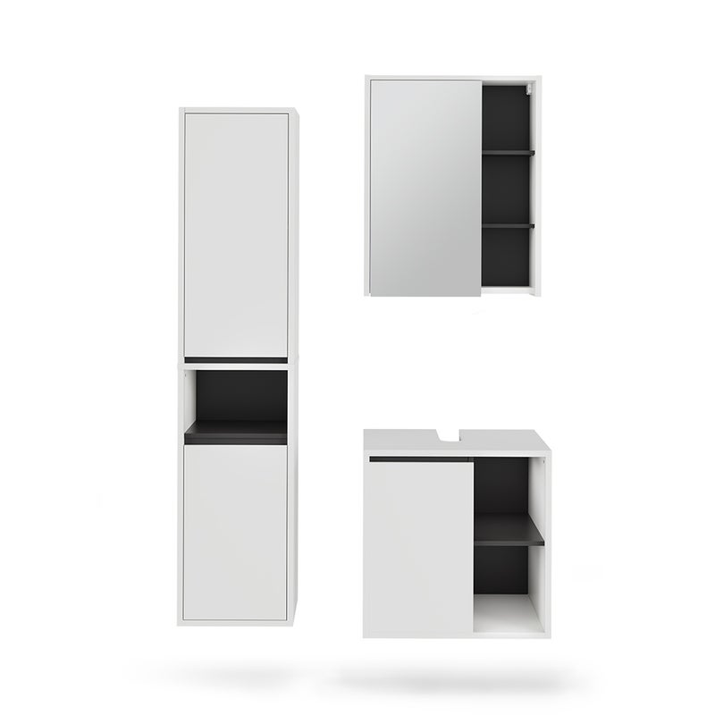 Vicco Zestaw mebli łazienkowych Viola, Biały/szary, 3 części