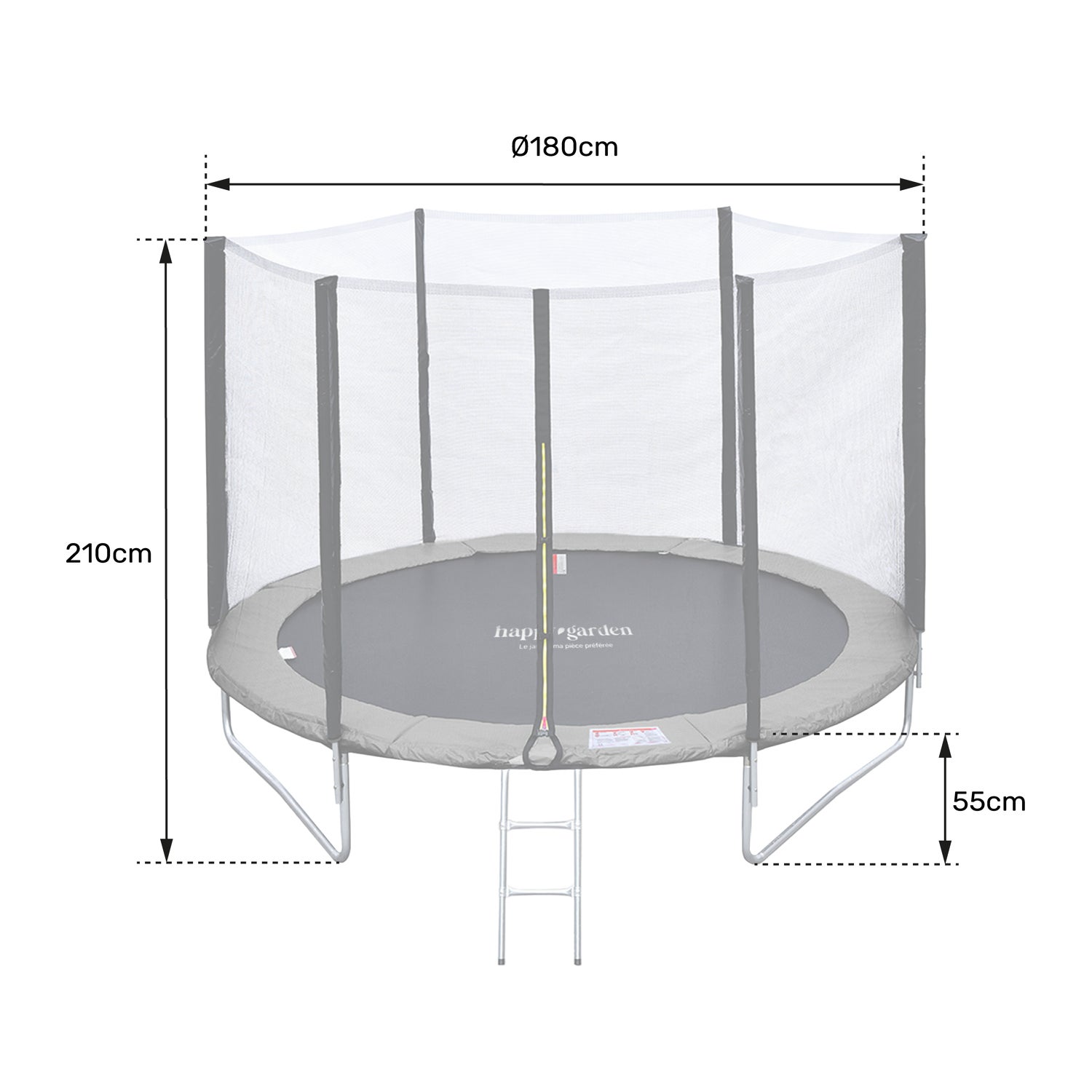 Pacote Premium Trampolim 180cm reversível cinza / rosa CAIRNS + rede, escada, cobertura e kit de ancoragem - 7