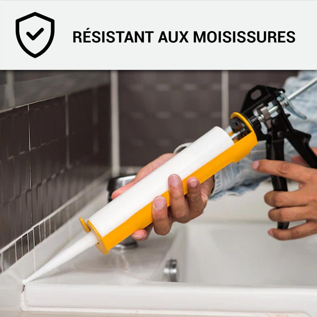 Mastic Silicone pour joints étanchéité douche, salle de bain, cuisine - ARCAMASTIC SANITAIRE Blanc - 300 ml x 1 - ARCANE INDUSTRIES - 3