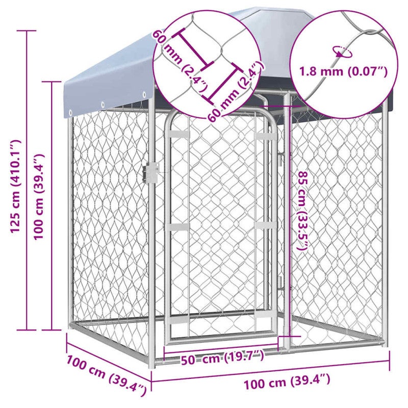 Canil de exterior com telhado 100x100x125 cm vidaXL - 5