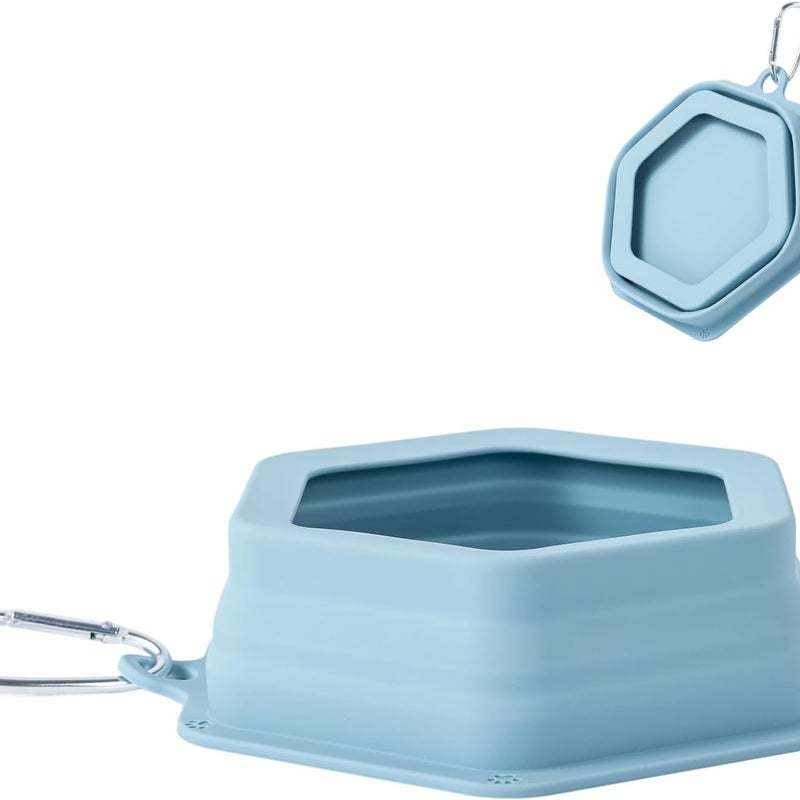 Składane silikonowe miski dla psów, miski podróżne dla psów i kotów, miski dla psów odporne na rozlanie (niebieskie)