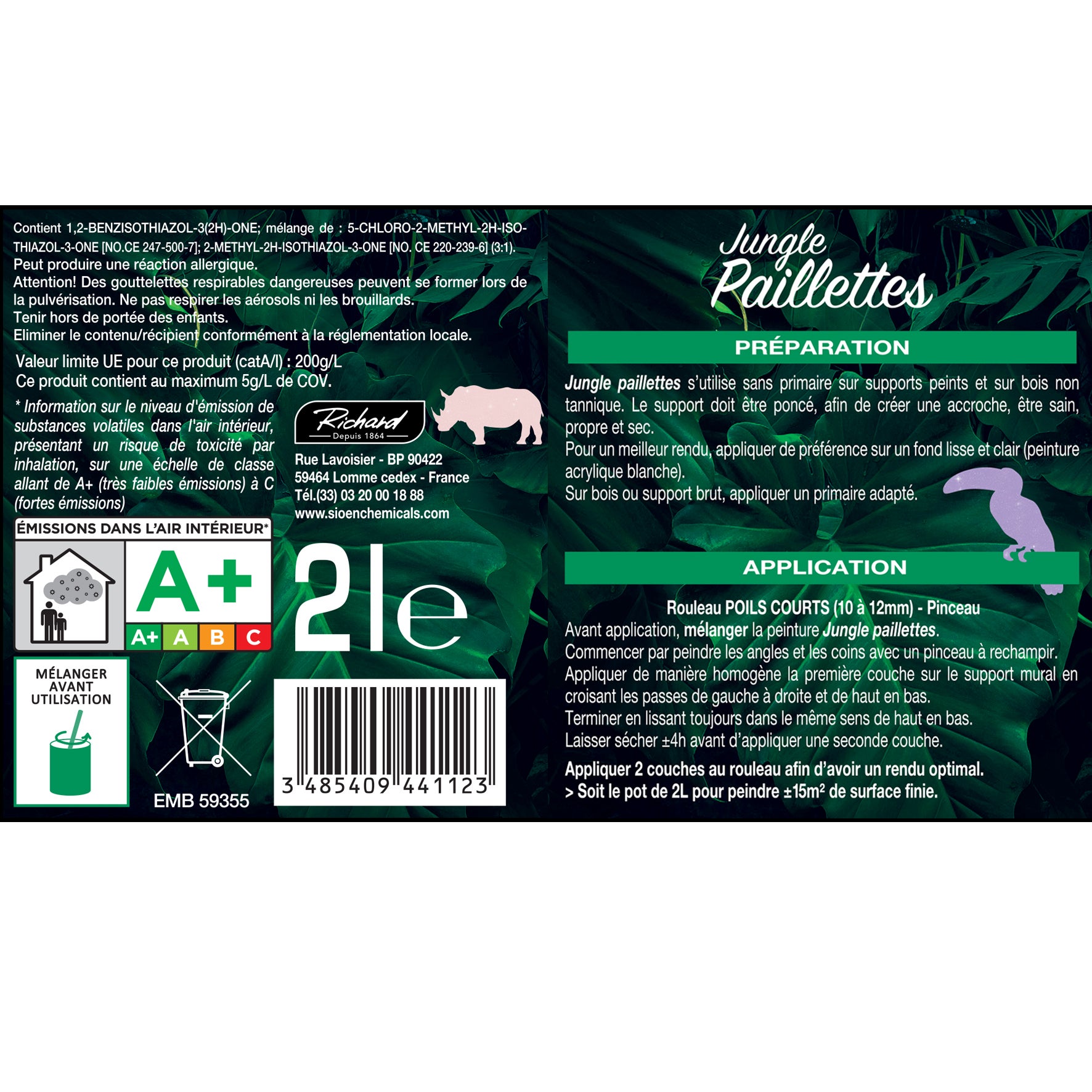 Peinture pailletée Rhinocéros Sable Jungle Paillettes Richard 2 L - 3