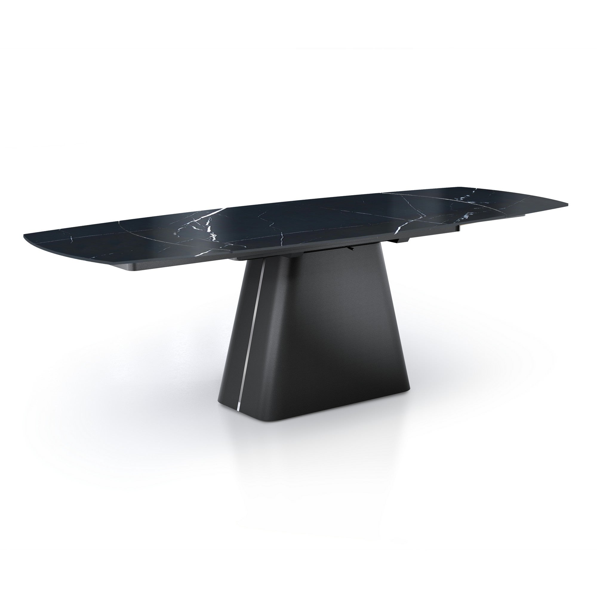 Stół ERAN BLACK MARBLE – czarna stal i ceramika marmurowa, rozkładany 160–240 cm