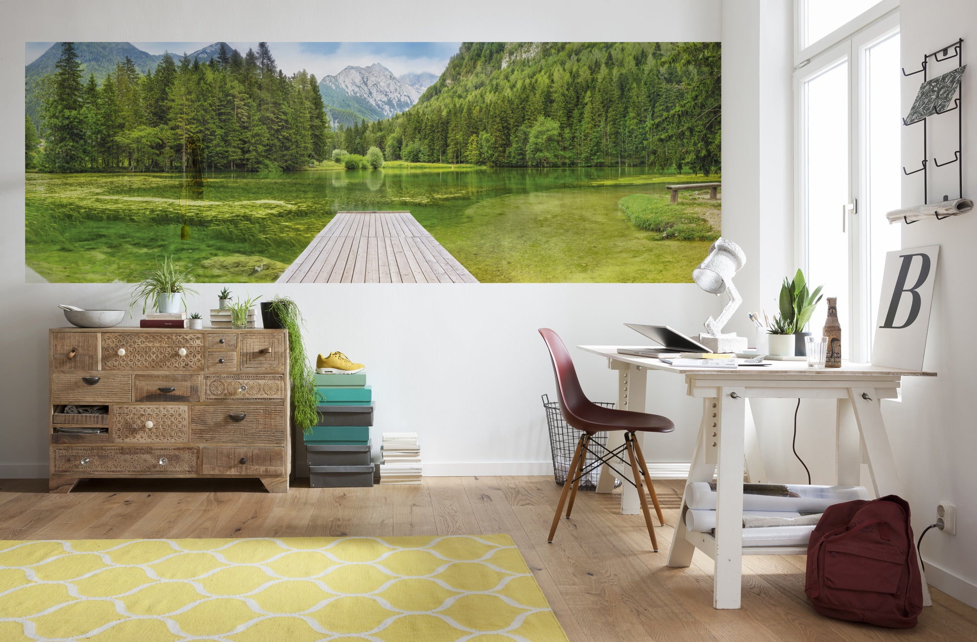 Fototapeta jezioro zielonym - 368 x 127 cm - SANDERS &amp; SANDERS