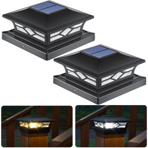 Lot De 4 Lampes Solaires Pour Poteaux – 2 Modes (Blanc Chaud/Froid) – Étanche IP65 – Pour Poteaux Bois 9-10 Cm – Jardin, Allée, Terrasse