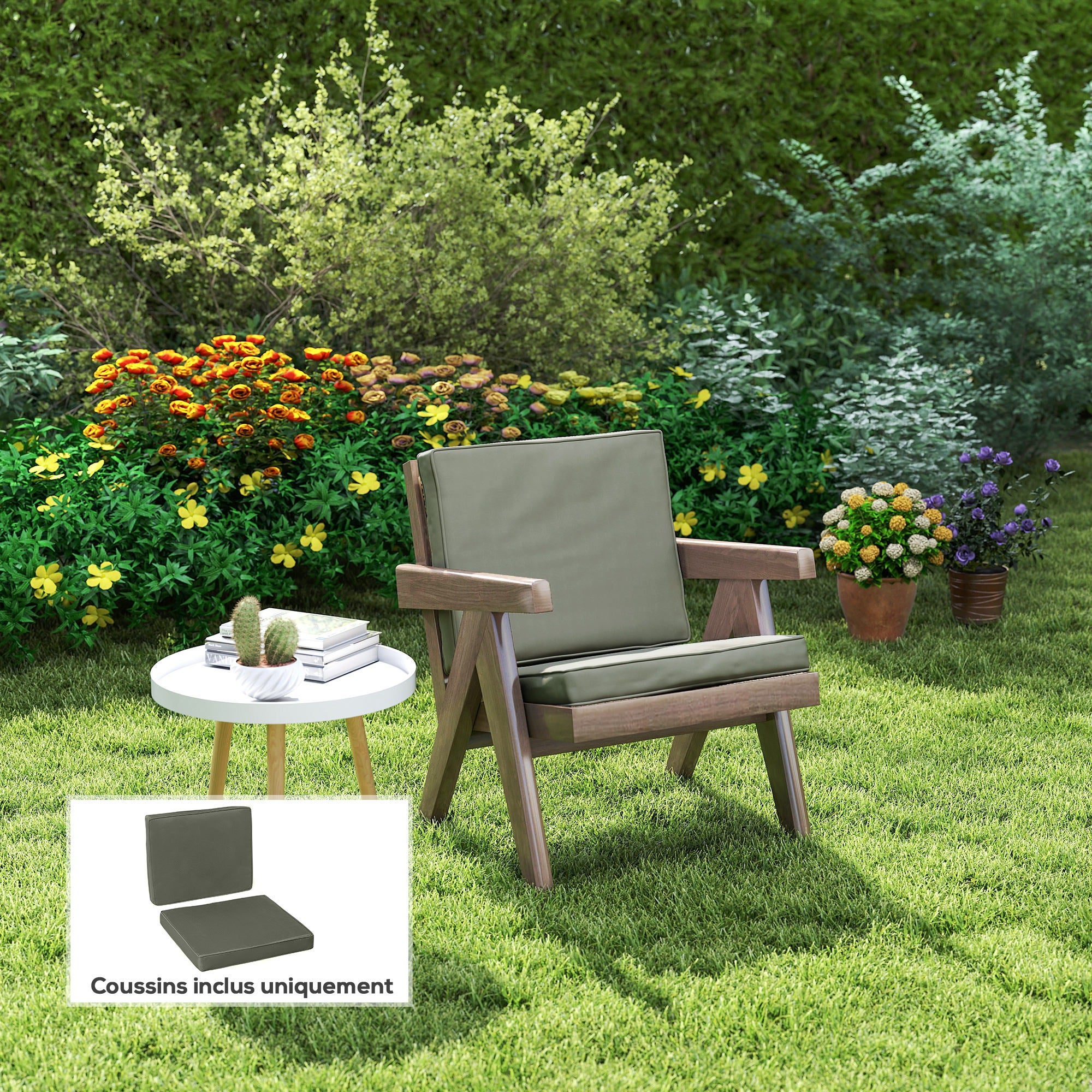 Lot de 2 coussins de chaise Polyester Outsunny - 2