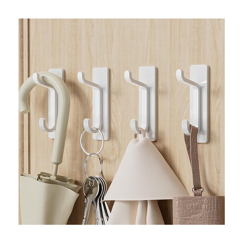 Zestaw 4 samoprzylepnych haczyków ściennych, wieszak na ręczniki kuchenne, montaż ścienny bez wiercenia, wodoodporny, biały