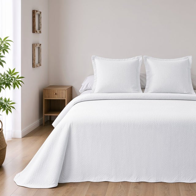 Colcha Lisa Reversible Blanca cama 105 cm - 200x270 cm