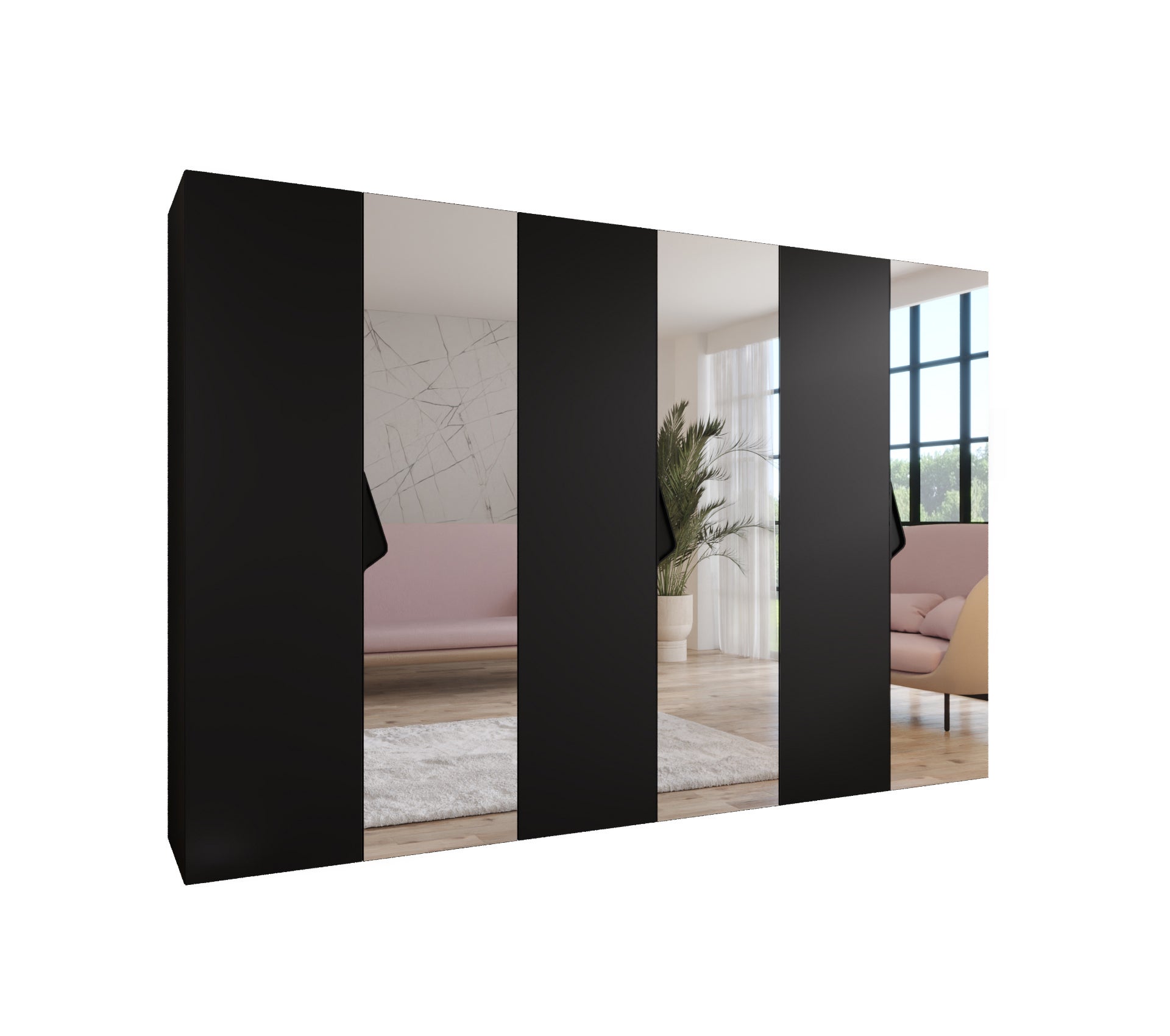Szafa uchylna otwierana Sandi 2 300 (100x3) x 52 x 202 cm czarny + u. czarny
