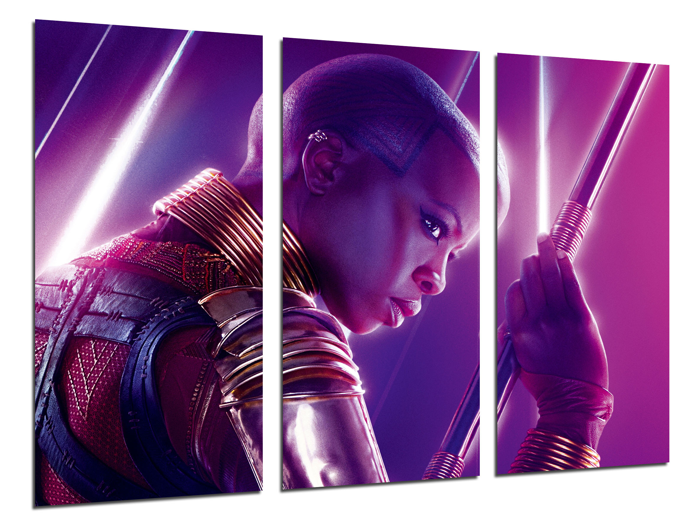 Set cuadros peliculas superheroes, okoye, los vengadores la guerra infinita, okoye, avengers infinity war, impresión digital sobre madera