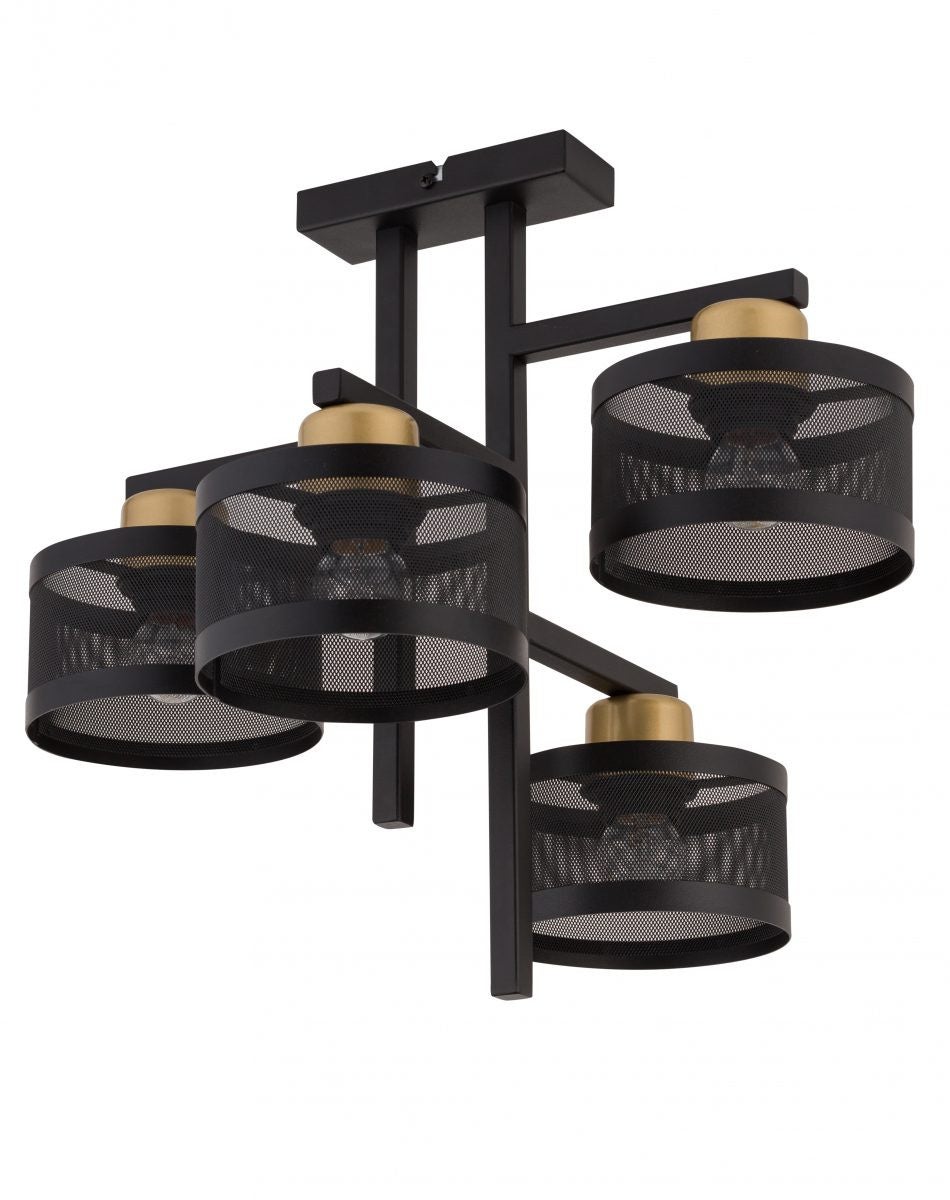 Lampa sufitowa wisząca Off czarno-złota 4xE27x15W dekoracyjna wym: 41 x 48 x 42 cm metal SIGMA