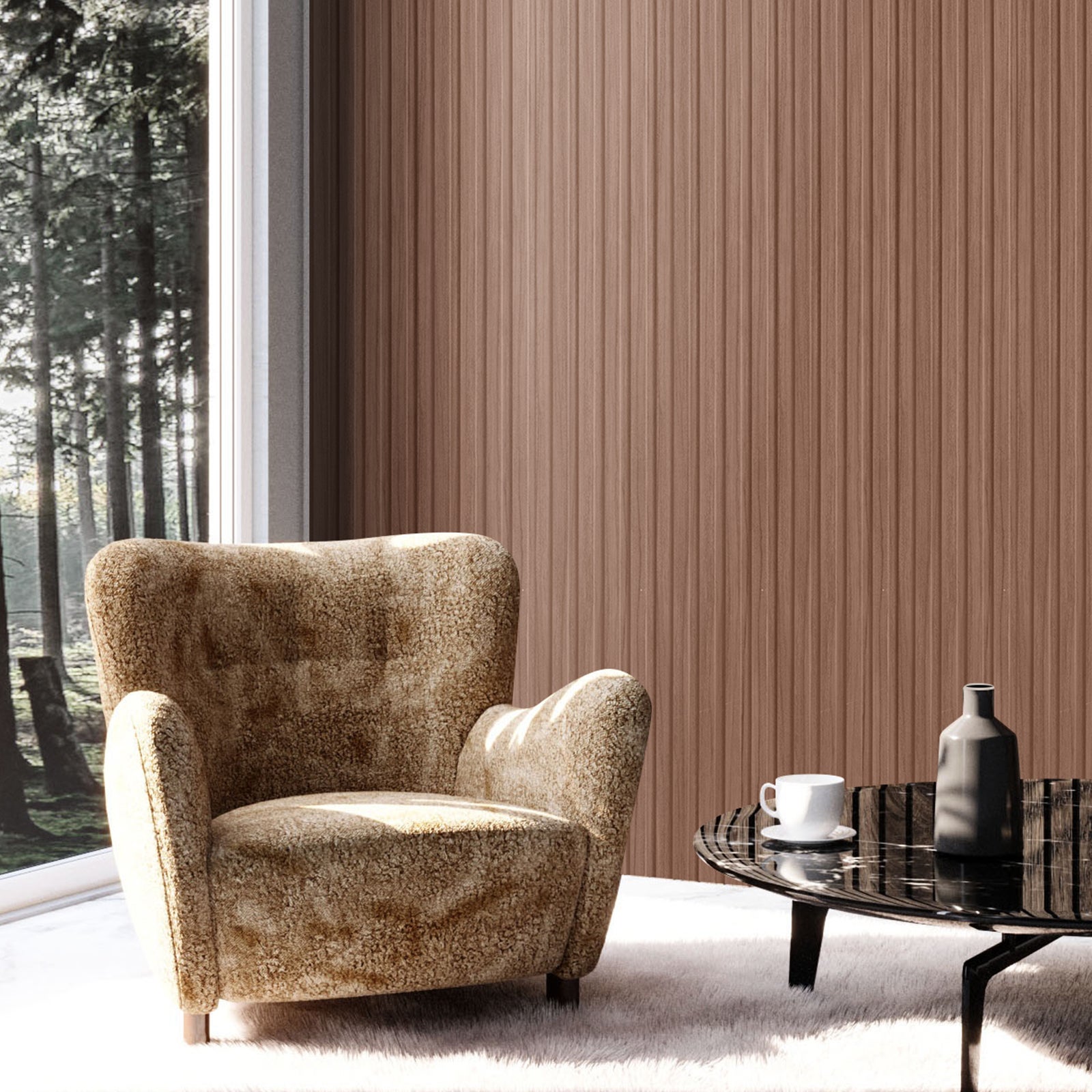 Panneau Mural Acoustique WPC VEVOR 2450x166 mm,Lot de 8,Effet Faux Bois,Réduction Bruit,Décoration Moderne,Chêne Gris - 8