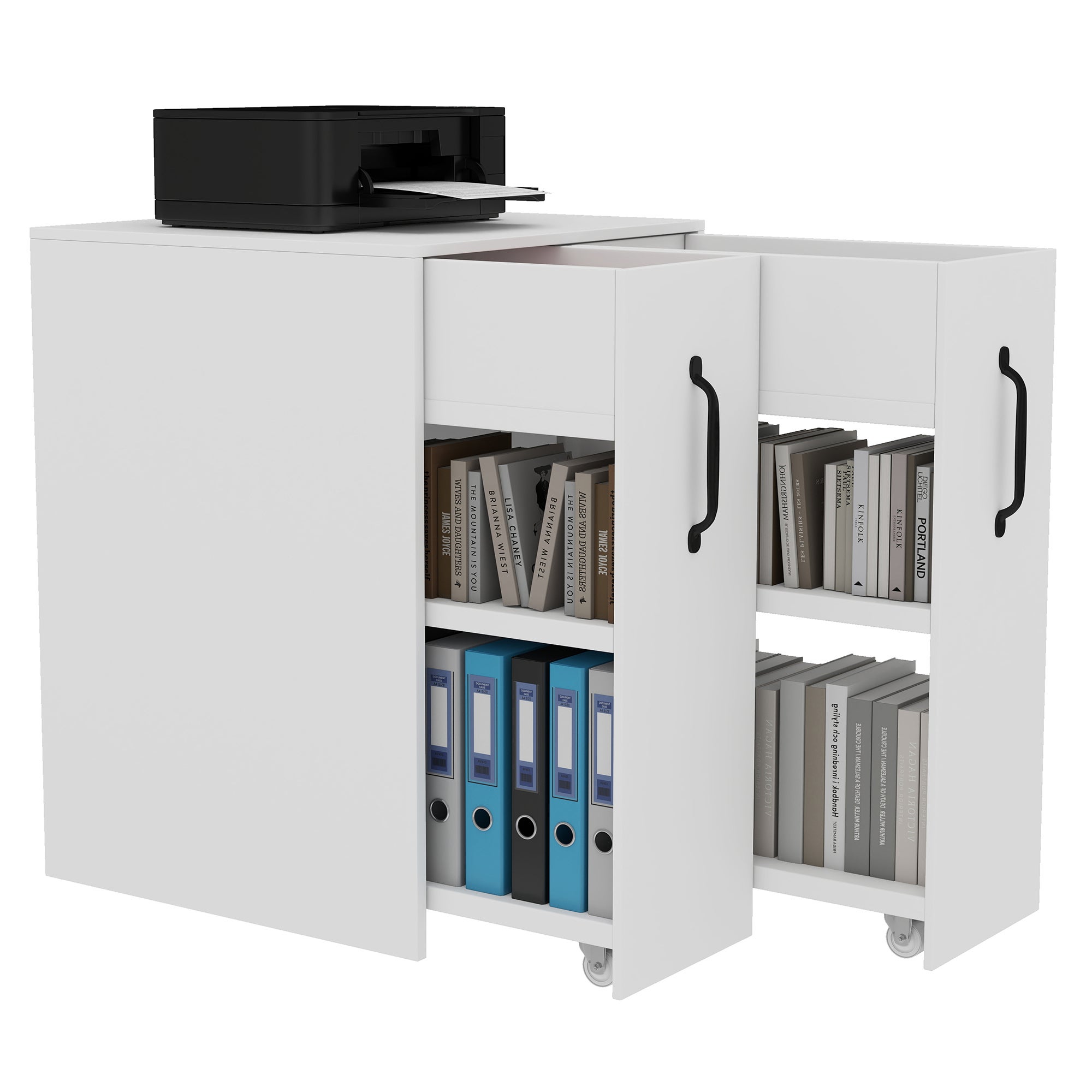 Commode avec 2 portes extractibles - 52 x 50 x 75 - Panneau de particules - Blanc - 7